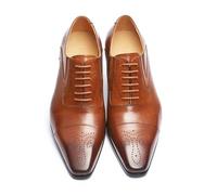 LMUIPMAA Homme Chaussures de Oxford de Ville à Lacets en Cuir Derby Mariage Chaussures Affaires tête carrée,Jaune,38 EU