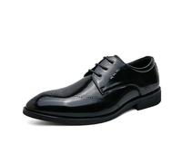 LMUIPMAA Homme Chaussures de Travail Officiel à Lacets Chaussures de Derby Cuir Verni Chaussure Habillées Formelles pour Affaires Mariage,Noir,41 EU