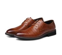 LMUIPMAA Homme Chaussures Habillées À Lacets en Synthétique Cuir Derby Mariage Oxford Formelles Business Chaussure,Jaune,39 EU
