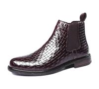 LMUIPMAA Homme Cheville Bottes Chelsea Mode Bottines PU Cuir Souple Extérieur Basse Bottines,Rouge,43 EU