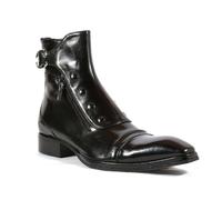 LMUIPMAA Homme Cheville Bottes Fermeture Éclair Bout Pointu Moto Équitation Bottes Boucle Rivet Brogue Bottines,Noir,45 EU