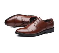 LMUIPMAA Homme Habillées Formelles Chaussure de Ville Derbies de Affaires Oxfords à Lacets pour Costume Mariage,Marron,42 EU