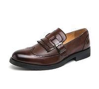 LMUIPMAA Homme Mocassins Brogues Habillées Formelles Mariage Chaussures Décontractées Plates Chaussures d'affaires,Marron,45 EU