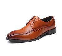 LMUIPMAA Homme Ville Chaussures Derbies Habillées Formelles Affaires à Lacets Costume Chaussures de Oxford pour Formelles Mariage,Marron,44 EU