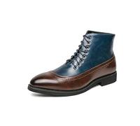 LMUIPMAA Hommes À Lacets Perforés Bout D'Aile Habillé Formel Bottines Affaires Bottes De Travail Bottes Mi-Hautes,Bleu,39 EU