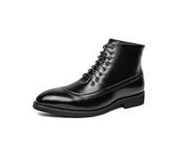 LMUIPMAA Hommes À Lacets Perforés Bout D'Aile Habillé Formel Bottines Affaires Bottes De Travail Bottes Mi-Hautes,Noir,44 EU