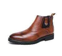 LMUIPMAA Hommes Bottes De Chelsea Bottines d'affaires Hautes-Top Casual Bottes pour Hommes,Marron,42 EU
