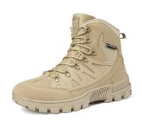 LMUIPMAA Hommes Bottes Militaires De Haut-Niveau Bottes Tactiques De Combat Chaussures À Lacets Tout Terrain pour La Randonnée, Le Travail, La Jungle,Kaki,43 EU