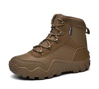 LMUIPMAA Hommes Bottes Tactiques Militaires pour Le Travail Toute La Journée, Bottes De Combat pour Moto Et De Randonnée À Lacets,Marron,43 EU