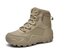 LMUIPMAA Hommes Bottes Tactiques Militaires pour Le Travail Toute La Journée, Bottes De Combat pour Moto Et De Randonnée À Lacets,Beige,43 EU
