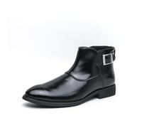 LMUIPMAA Hommes Boucle de Moine Bottines Affaire Habillées Chaussures avec Fermeture éclair intérieure,Noir,45 EU