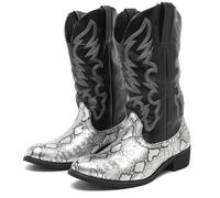 LMUIPMAA Hommes Brodé Bottes De Cowboy Occidentale Pointe Mi-Mollet Bottes