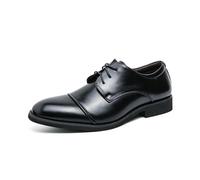 LMUIPMAA Hommes Chaussures de Ville à la Mode Entreprise Formel Lace-up Oxfords Moderne Casual Derby Chaussures,Noir,38 EU