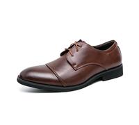 LMUIPMAA Hommes Chaussures de Ville à la Mode Entreprise Formel Lace-up Oxfords Moderne Casual Derby Chaussures,Marron,39 EU