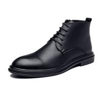 LMUIPMAA Hommes Chaussures Derby en Cuir à Lacets Bottines Chaussures habillées Formelles d'affaires,Noir,42 EU