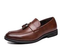 LMUIPMAA Hommes Chaussures Mariage Glands Mocassins en Faux Cuir Décontracté Chaussures Bateau,Marron,41 EU
