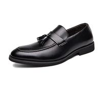 LMUIPMAA Hommes Chaussures Mariage Glands Mocassins en Faux Cuir Décontracté Chaussures Bateau,Noir,46 EU