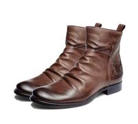 LMUIPMAA Hommes Chelsea Cheville Bottes Microfibre en Cuir Chukka Bottes avec Côté Fermeture Éclair,Marron,40 EU