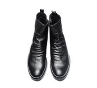 LMUIPMAA Hommes Chelsea Cheville Bottes Microfibre en Cuir Chukka Bottes avec Côté Fermeture Éclair,Noir,42 EU