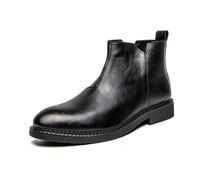 LMUIPMAA Hommes Cuir Chelsea Bottes De Travail en Cuir Bottines Fermeture Éclair Bottines Bottes d'hiver,Noir,39 EU