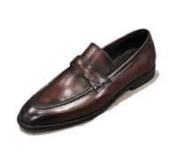 LMUIPMAA Hommes Décontracté Chaussures en Cuir Mocassins Oxford Chaussures Habillées Formelles À Enfiler,Marron,48 EU