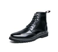 LMUIPMAA Hommes Faux Cuir Bottines Lacets Bottes de Moto Chukka Bottes De Cheville De Brogues,Noir,43 EU