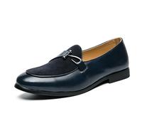 LMUIPMAA Hommes Mocassins Glands en Faux Cuir Chaussures Décontractées,Bleu,39 EU