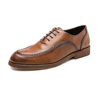 LMUIPMAA Hommes Officiel Affaires Chaussures Habillées Cuir Microfibre Chaussures De Mariage,Marron,45 EU