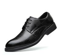 LMUIPMAA Hommes Officiel Affaires Chaussures Habillées Richelieus à Bout Droit Cuir Microfibre Chaussures de Mariage,Noir,45 EU