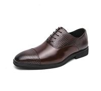 LMUIPMAA Hommes Officiel Affaires Chaussures Habillées Richelieus à Bout Droit Cuir Microfibre Chaussures de Mariage,Marron,38 EU