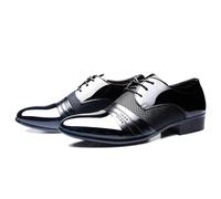 LMUIPMAA Hommes Oxford Chaussures Formelles Chaussures en Cuir Lacets Brock Chaussures de Mariage,Noir,40 EU