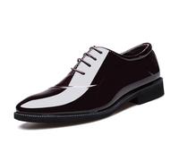 LMUIPMAA Hommes Oxford Chaussures Formelles Chaussures en Cuir Verni Lacets Chaussures Chaussures de Mariage,Marron,44 EU