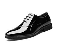 LMUIPMAA Hommes Oxford Chaussures Formelles Chaussures en Cuir Verni Lacets Chaussures Chaussures de Mariage,Noir,42 EU