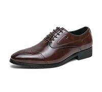 LMUIPMAA Hommes Oxford Chaussures Formelles Lacets en Cuir Chaussures de Habillées de Mariage,Marron,47 EU