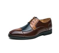 LMUIPMAA Hommes Oxford Chaussures Habillées Multicolore À Panneaux Cuir À Lacets Chaussures De Smoking d'affaires,Bleu,46 EU