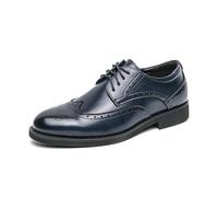 LMUIPMAA Hommes Oxfords Classique Lacets Bout D'aile Brogue Chaussures en Cuir Chaussures d'affaires Formelles Derby,Bleu,40 EU