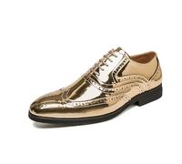 LMUIPMAA Hommes Oxfords Derby Chaussure Ville Brogues Chaussures Mariage Dressing Chaussures Lacets Business,d'or,41 EU