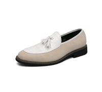LMUIPMAA Hommes Talon Bas Mocassins Bout Rond Glisser sur Robe d'affaires Chaussures Oxford Loisir Conduite Bureau Penny Mocassins,Beige,46 EU