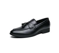 LMUIPMAA Mocassins à Pampilles en Cuir Faux pour Hommes, Chaussures à Enfiler pour Robe de soirée et de Mariage,Noir,42 EU