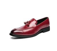LMUIPMAA Mocassins à Pampilles en Faux Cuir pour Hommes, Désinvolte Conduite Chaussures,Rouge,42 EU