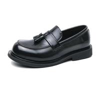 LMUIPMAA Mocassins À Plateforme pour Hommes Chaussures Habillées en Cuir À Bout Rond Chaussures De Travail Formelles Et Modernes,Noir,42 EU