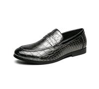 LMUIPMAA Mocassins Classiques en Simili Cuir imprimé Crocodile pour Hommes, Chaussures Formelles à Enfiler,Gris,40 EU