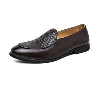 LMUIPMAA Mocassins de Conduite pour Homme en Cuir PU, Penny Loafer à Enfiler Pantoufles de Fumeur,Marron,42 EU