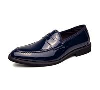 LMUIPMAA Mocassins en Cuir pour Homme - Chaussures décontractées à Enfiler pour Affaires, Bureau, Conduite,Bleu,41 EU