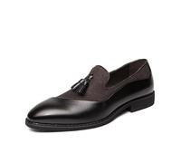 LMUIPMAA Mocassins en Cuir pour Homme - Chaussures habillées Formelles avec Glands Chaussures Plates à Enfiler,Noir,44 EU