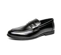 LMUIPMAA Mocassins en Cuir pour Homme - Chaussures habillées Formelles Chaussures Plates à Enfiler,Noir,44 EU