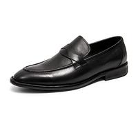 LMUIPMAA Mocassins en Cuir pour Homme Penny Loafers à Bout Rond Décontractées Bateau Slippers Classique Chaussures de Mariage,Noir,45 EU