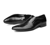 LMUIPMAA Mocassins Formels pour Hommes à Bout Pointu en Cuir PU à Enfiler fête Chaussures habillées pour Hommes,Noir,43 EU