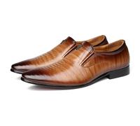 LMUIPMAA Mocassins Formels pour Hommes à Bout Pointu en Cuir PU à Enfiler fête Chaussures habillées pour Hommes,Marron,42 EU