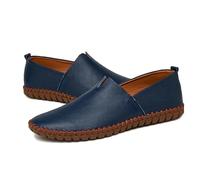 LMUIPMAA Mocassins Homme en Cuir Chaussures à Enfiler Plats Confortables à Enfiler pour Business Quotidien,Bleu,48 EU